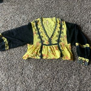 Free People Boogie All Night Yellow Boho Lace